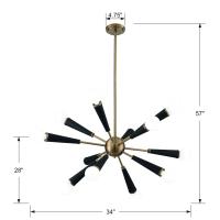 12 Light Chandelier by Crystorama - Zodiac Collection, Aged Brass Finish - 3812-AG