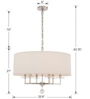 Six Light Chandelier by Crystorama - Paxton Collection, Polished Nickel Finish - 8116-PN