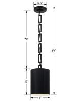 One Light Mini Chandelier by Crystorama - Alston Collection, Matte Black + White Finish - 8680-MK-WH