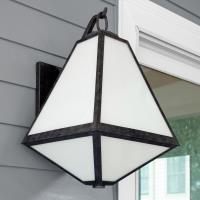 Three Light Outdoor Wall Sconce by Crystorama - Glacier Collection, Black Charcoal Finish - GLA-9702-OP-BC