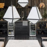 Three Light Outdoor Chandelier by Crystorama - Glacier Collection, Black Charcoal Finish - GLA-9705-OP-BC