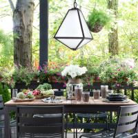 Three Light Outdoor Chandelier by Crystorama - Glacier Collection, Black Charcoal Finish - GLA-9705-OP-BC