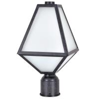 One Light Outdoor Post Mount by Crystorama - Glacier Collection, Black Charcoal Finish - GLA-9707-OP-BC