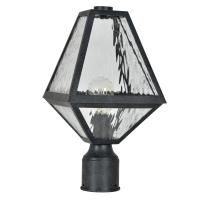 One Light Outdoor Post Mount by Crystorama - Glacier Collection, Black Charcoal Finish - GLA-9707-WT-BC
