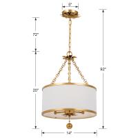 Three Light Chandelier by Crystorama - Broche Collection, Antique Gold Finish - 513-GA