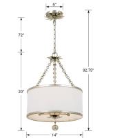 Three Light Chandelier by Crystorama - Broche Collection, Antique Silver Finish - 513-SA
