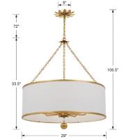 Eight Light Chandelier by Crystorama - Broche Collection, Antique Gold Finish - 515-GA