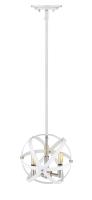 Three Light Chandelier by Z-Lite - Cavallo Collection, Hammered White + Brushed Nickel Finish - 463-12HWH-BN