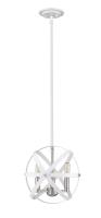 Three Light Chandelier by Z-Lite - Cavallo Collection, Hammered White + Brushed Nickel Finish - 463-12HWH-BN