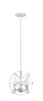 Three Light Chandelier by Z-Lite - Cavallo Collection, Hammered White + Brushed Nickel Finish - 463-12HWH-BN