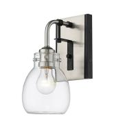 One Light Wall Sconce by Z-Lite - Kraken Collection, Matte Black + Brushed Nickel Finish - 466-1S-MB-BN