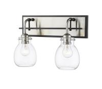 Two Light Wall Sconce by Z-Lite - Kraken Collection, Matte Black + Brushed Nickel Finish - 466-2S-MB-BN