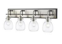 Four Light Vanity by Z-Lite - Kraken Collection, Matte Black + Brushed Nickel Finish - 466-4V-MB-BN