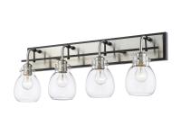 Four Light Vanity by Z-Lite - Kraken Collection, Matte Black + Brushed Nickel Finish - 466-4V-MB-BN