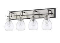Four Light Vanity by Z-Lite - Kraken Collection, Matte Black + Brushed Nickel Finish - 466-4V-MB-BN