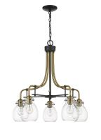 Five Light Chandelier by Z-Lite - Kraken Collection, Matte Black + Olde Brass Finish - 466-5MB-OBR