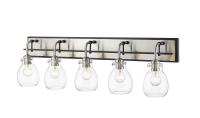 Five Light Vanity by Z-Lite - Kraken Collection, Matte Black + Brushed Nickel Finish - 466-5V-MB-BN