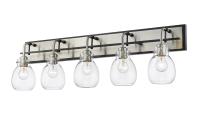 Five Light Vanity by Z-Lite - Kraken Collection, Matte Black + Brushed Nickel Finish - 466-5V-MB-BN