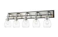 Five Light Vanity by Z-Lite - Kraken Collection, Matte Black + Brushed Nickel Finish - 466-5V-MB-BN