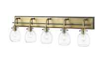 Five Light Vanity by Z-Lite - Kraken Collection, Matte Black + Olde Brass Finish - 466-5V-MB-OBR