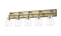 Five Light Vanity by Z-Lite - Kraken Collection, Matte Black + Olde Brass Finish - 466-5V-MB-OBR