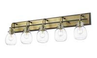 Five Light Vanity by Z-Lite - Kraken Collection, Matte Black + Olde Brass Finish - 466-5V-MB-OBR