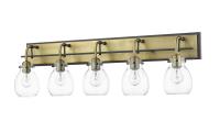 Five Light Vanity by Z-Lite - Kraken Collection, Matte Black + Olde Brass Finish - 466-5V-MB-OBR