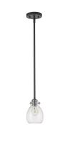 One Light Pendant by Z-Lite - Kraken Collection, Matte Black + Brushed Nickel Finish - 466MP-MB-BN