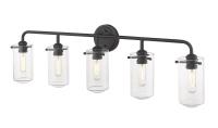 Five Light Vanity by Z-Lite - Delaney Collection, Matte Black Finish - 471-5V-MB