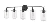 Five Light Vanity by Z-Lite - Delaney Collection, Matte Black Finish - 471-5V-MB