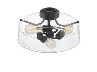 Three Light Semi Flush Mount by Z-Lite - Delaney Collection, Matte Black Finish - 471SF-MB