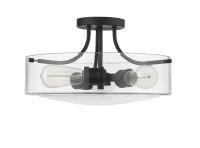 Three Light Semi Flush Mount by Z-Lite - Delaney Collection, Matte Black Finish - 471SF-MB