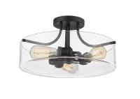 Three Light Semi Flush Mount by Z-Lite - Delaney Collection, Matte Black Finish - 471SF-MB