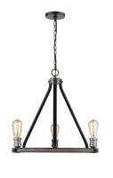 Three Light Chandelier by Z-Lite - Kirkland Collection, Ashen Barnboard Finish - 472-3ABB