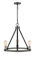 Three Light Chandelier by Z-Lite - Kirkland Collection, Ashen Barnboard Finish - 472-3ABB