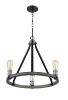 Three Light Chandelier by Z-Lite - Kirkland Collection, Ashen Barnboard Finish - 472-3ABB