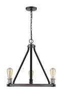 Three Light Chandelier by Z-Lite - Kirkland Collection, Ashen Barnboard Finish - 472-3ABB