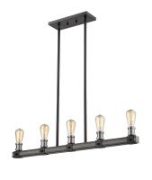 Five Light Linear Chandelier by Z-Lite - Kirkland Collection, Ashen Barnboard Finish - 472-5L-ABB