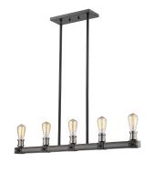 Five Light Linear Chandelier by Z-Lite - Kirkland Collection, Ashen Barnboard Finish - 472-5L-ABB
