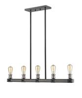 Five Light Linear Chandelier by Z-Lite - Kirkland Collection, Ashen Barnboard Finish - 472-5L-ABB