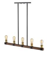Five Light Linear Chandelier by Z-Lite - Kirkland Collection, Rustic Mahogany Finish - 472-5L-RM
