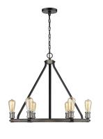 Six Light Chandelier by Z-Lite - Kirkland Collection, Ashen Barnboard Finish - 472-6ABB