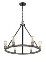 Six Light Chandelier by Z-Lite - Kirkland Collection, Ashen Barnboard Finish - 472-6ABB