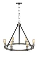 Six Light Chandelier by Z-Lite - Kirkland Collection, Ashen Barnboard Finish - 472-6ABB