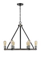 Six Light Chandelier by Z-Lite - Kirkland Collection, Ashen Barnboard Finish - 472-6ABB