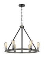 Six Light Chandelier by Z-Lite - Kirkland Collection, Ashen Barnboard Finish - 472-6ABB