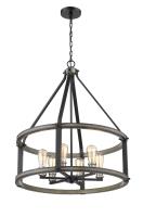 Six Light Chandelier by Z-Lite - Kirkland Collection, Ashen Barnboard Finish - 472-6D-ABB