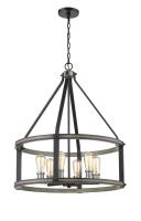 Six Light Chandelier by Z-Lite - Kirkland Collection, Ashen Barnboard Finish - 472-6D-ABB