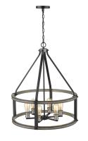 Six Light Chandelier by Z-Lite - Kirkland Collection, Ashen Barnboard Finish - 472-6D-ABB
