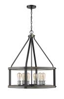 Six Light Chandelier by Z-Lite - Kirkland Collection, Ashen Barnboard Finish - 472-6D-ABB